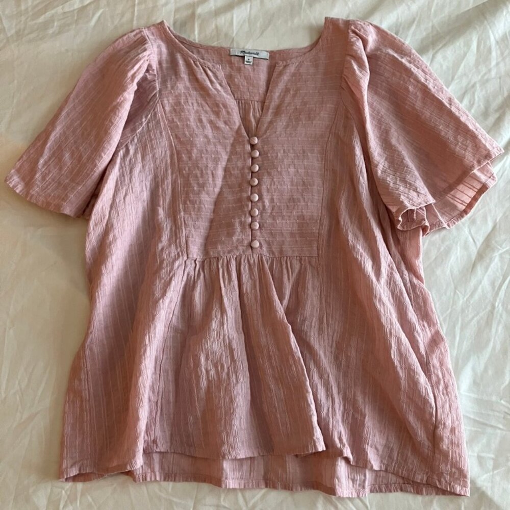 Madewell Courtyard Flutter-Sleeve Top